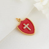 10PCS Copper Plated Zirconia Cross Charms DIY Jewelry Making