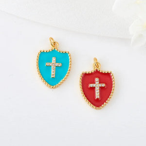 10PCS Copper Plated Zirconia Cross Charms DIY Jewelry Making