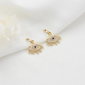 10PCS Copper Zirconia Evil Eye Charms Pendant DIY Jewelry Making