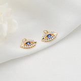 10PCS Copper Zirconia Evil Eye Charms Pendant DIY Jewelry Making