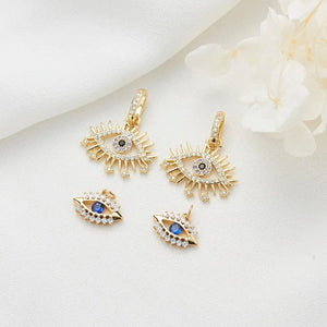 10PCS Copper Zirconia Evil Eye Charms Pendant DIY Jewelry Making