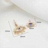 10PCS Copper Zirconia Evil Eye Charms Pendant DIY Jewelry Making