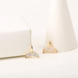 10PCS/LOT Copper Zirconia Fish Tail Charms Necklace Pendant