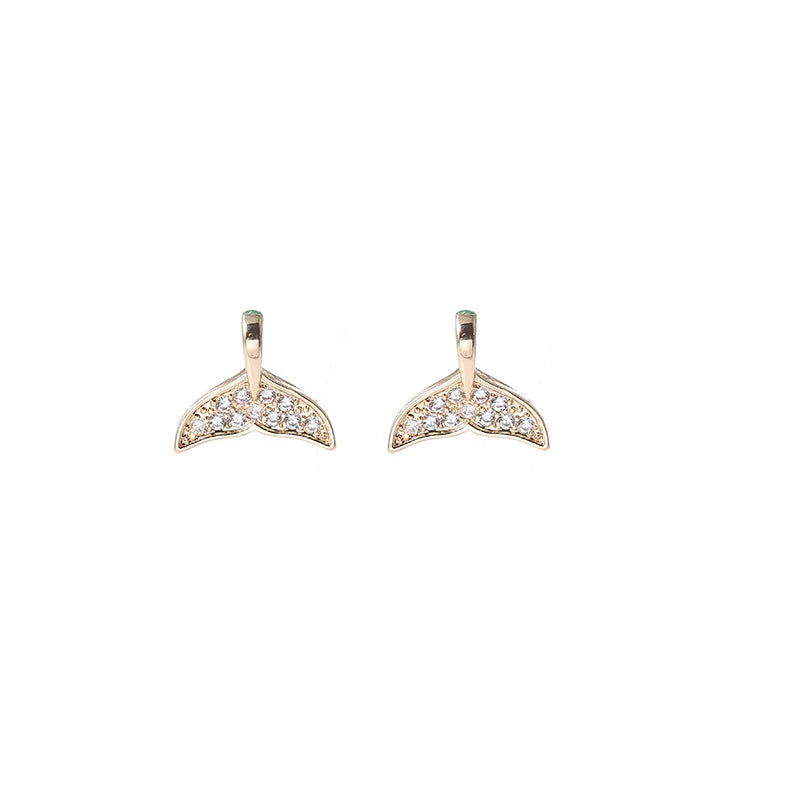 10PCS/LOT Copper Zirconia Fish Tail Charms Necklace Pendant