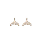 10PCS/LOT Copper Zirconia Fish Tail Charms Necklace Pendant