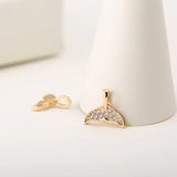 10PCS/LOT Copper Zirconia Fish Tail Charms Necklace Pendant