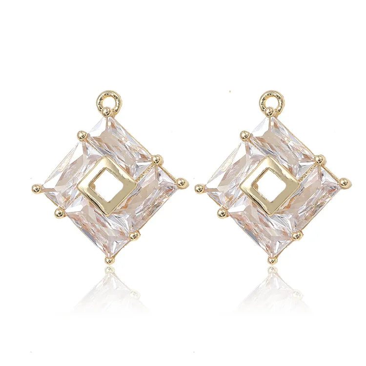 Copper Crystal Lozenge Charms for Jewelry Making