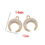 Copper Zirconia Crystal Moon Charms for Jewelry Making