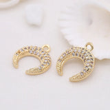 Copper Zirconia Crystal Moon Charms for Jewelry Making