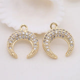 Copper Zirconia Crystal Moon Charms for Jewelry Making