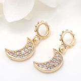 Copper Zirconia Crystal Moon Charms Necklace Pendant DIY Accessories
