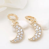 Copper Zirconia Crystal Moon Charms Necklace Pendant DIY Accessories