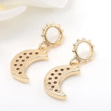Copper Zirconia Crystal Moon Charms Necklace Pendant DIY Accessories