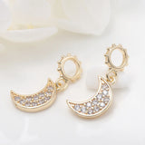 Copper Zirconia Crystal Moon Charms Necklace Pendant DIY Accessories