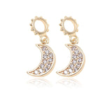 Copper Zirconia Crystal Moon Charms Necklace Pendant DIY Accessories