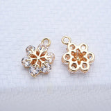 Copper Zirconia Crystal Snowflake Charms Necklace Pendant DIY Jewelry Making