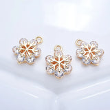 Copper Zirconia Crystal Snowflake Charms Necklace Pendant DIY Jewelry Making