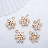 Copper Zirconia Crystal Snowflake Charms Necklace Pendant DIY Jewelry Making