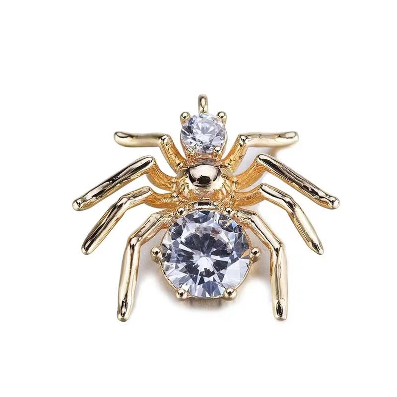 10PCS/LOT Zirconia Crystal Spider Charms Necklace Pendant DIY Accessories