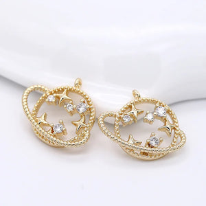 Copper Zirconia Crystal Star Charms DIY Necklace Earring Pendant