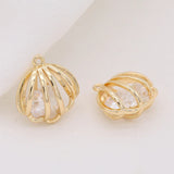10PCS Copper Zirconia Crystal Shell DIY Necklace Pendant