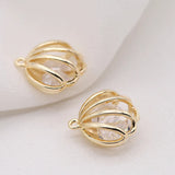 10PCS Copper Zirconia Crystal Shell DIY Necklace Pendant