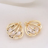 10PCS Copper Zirconia Crystal Shell DIY Necklace Pendant