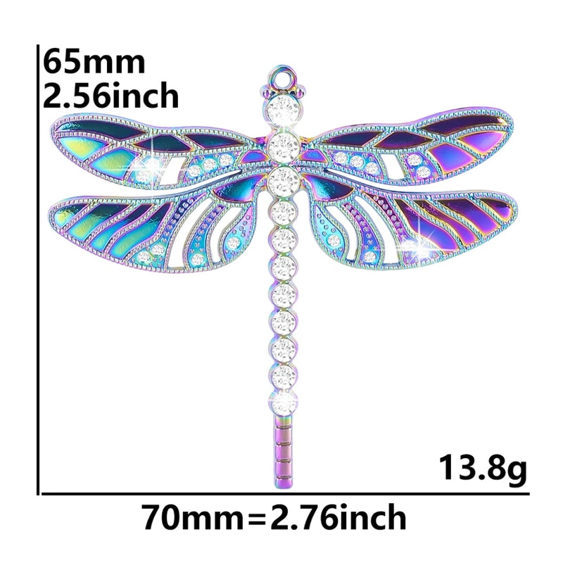 10PCS Dragonfly Rhinestone Alloy Charm for Jewelry Making Vintage