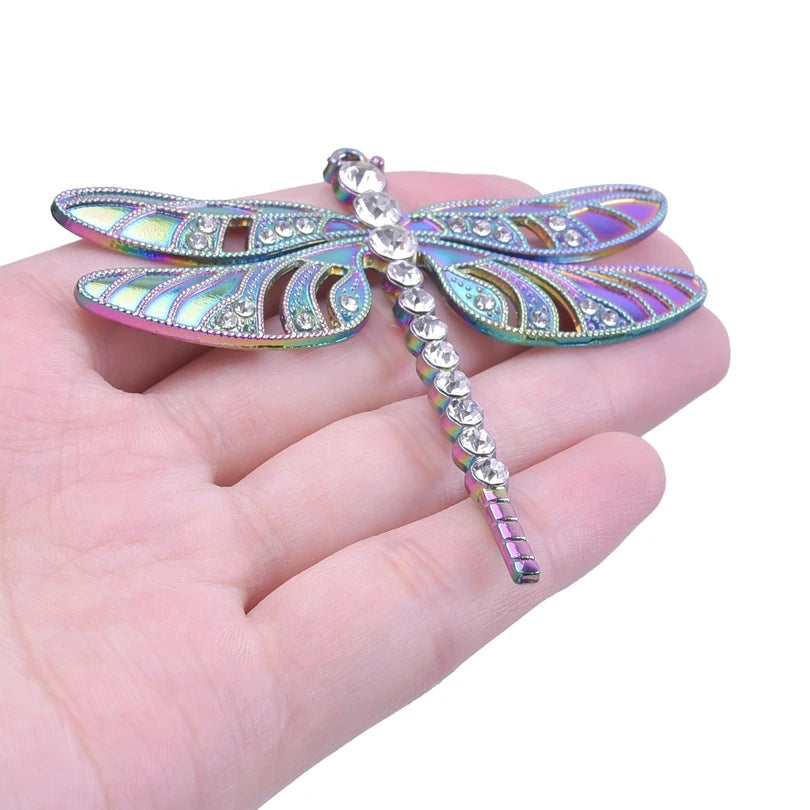 10PCS Dragonfly Rhinestone Alloy Charm for Jewelry Making Vintage