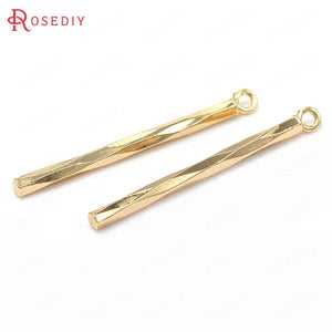 10PCS 22MM 24K Brass Twisted Rod Charms Pendants for DIY Jewelry Making