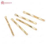10PCS 22MM 24K Brass Twisted Rod Charms Pendants for DIY Jewelry Making