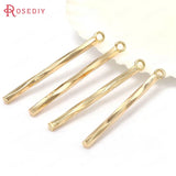 10PCS 22MM 24K Brass Twisted Rod Charms Pendants for DIY Jewelry Making