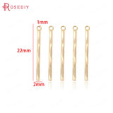 10PCS 22MM 24K Brass Twisted Rod Charms Pendants for DIY Jewelry Making