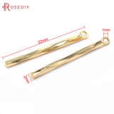 10PCS 22MM 24K Brass Twisted Rod Charms Pendants for DIY Jewelry Making