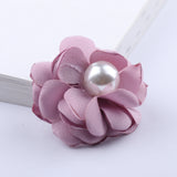 10PCS 3.5CM Pearl Center Fabric Flowers DIY Wedding Dress Accessorie