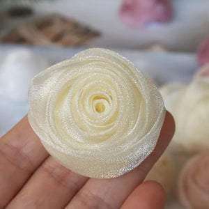 10PCS Chiffon Rose Flowers Dress Socks Hats DIY Hair Accessories