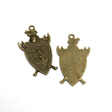 10PCS Retro Shield Pendants for Jewelry Making DIY
