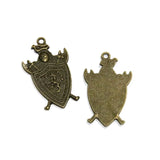 10PCS Retro Shield Pendants for Jewelry Making DIY