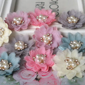 10PCS Fabric Flowers Hair Accessories DIY Decoration
