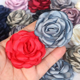 10PCS Satin Rose Fabric Artificial Flower Head Wedding Dress Hair DIY