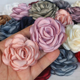 10PCS Satin Rose Fabric Artificial Flower Head Wedding Dress Hair DIY