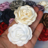 10PCS Satin Rose Fabric Artificial Flower Head Wedding Dress Hair DIY