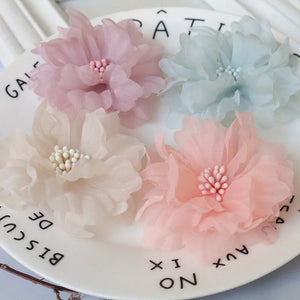 10PCS 6.5CM Chiffon Flowers DIY Hair Accessories Dress Shoes Hats