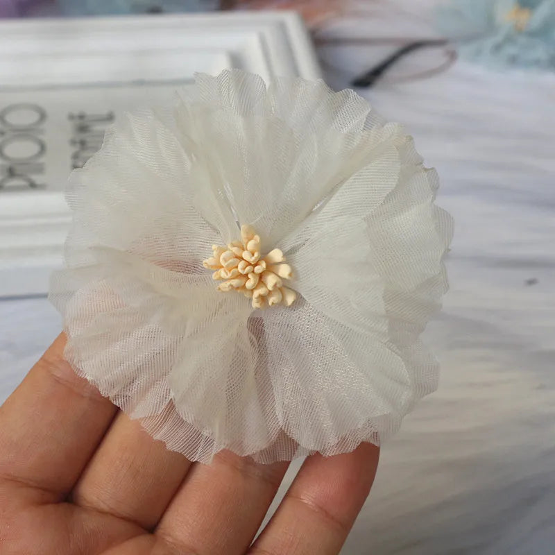 10PCS 7.5CM Chiffon Flowers DIY Hair Accessories Wedding Dress Decoration