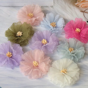 10PCS 7.5CM Chiffon Flowers DIY Hair Accessories Wedding Dress Decoration