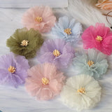 10PCS 7.5CM Chiffon Flowers DIY Hair Accessories Wedding Dress Decoration