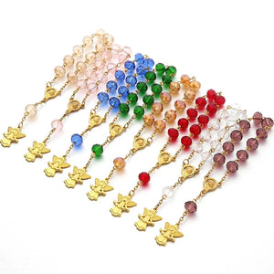 10PCS Angel Baptism Crystal Finger Rosaries Favors