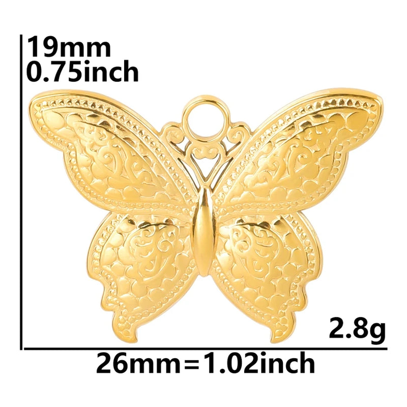 10PCS Butterfly Pendant Charms 19x26mm Stainless Steel DIY Jewelry Necklace