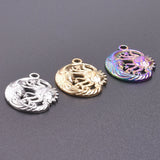 10PCS Sun Moon Pendant Charms Stainless Steel DIY Jewelry Supplies