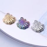 10PCS Shell Pendant Charms 18x16mm Stainless Steel DIY Jewelry Supplies